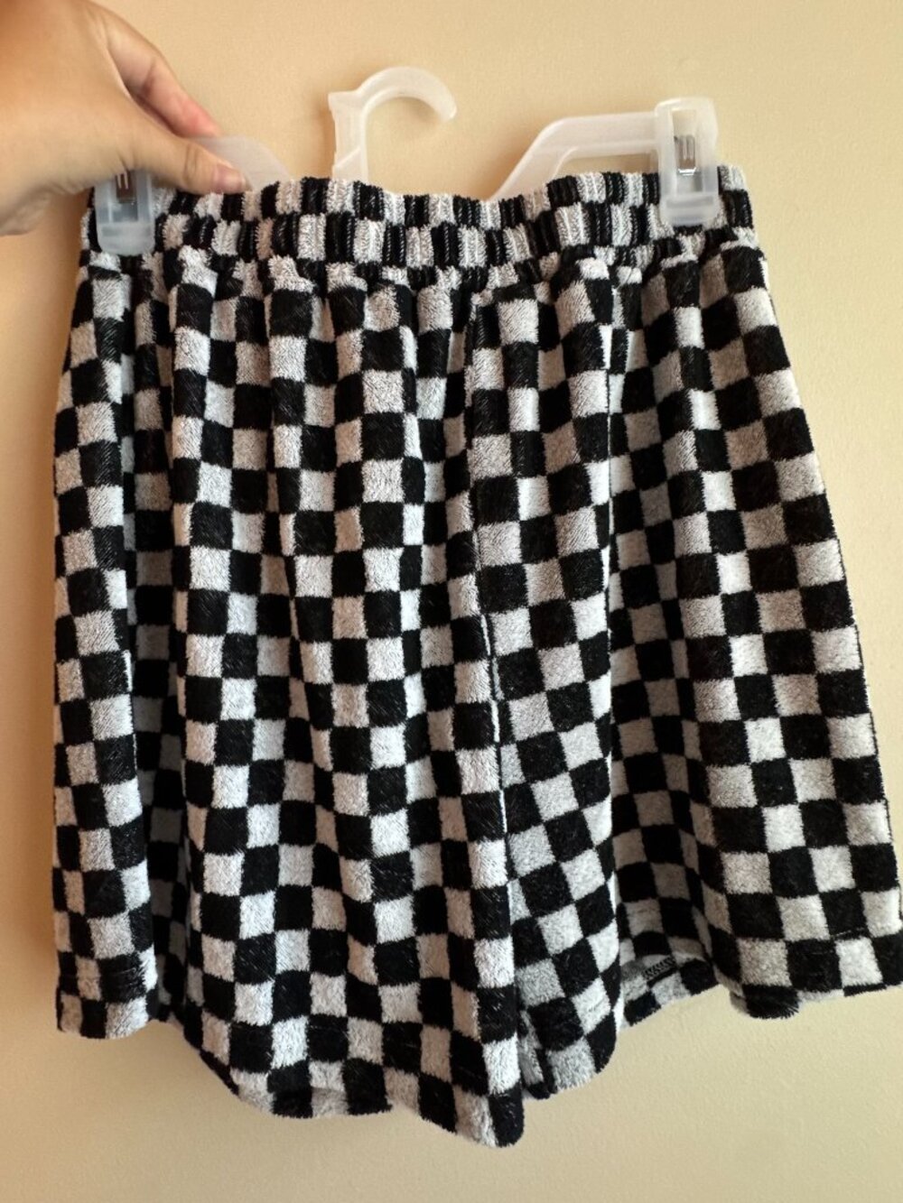 Terry Shorts in Checkerboard Print Forever French Alternative Dopamine Dressing